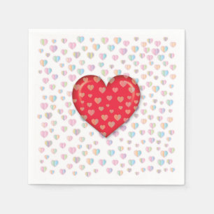 Serviette En Papier Design de coeur élégant avec des spectres de coeur
