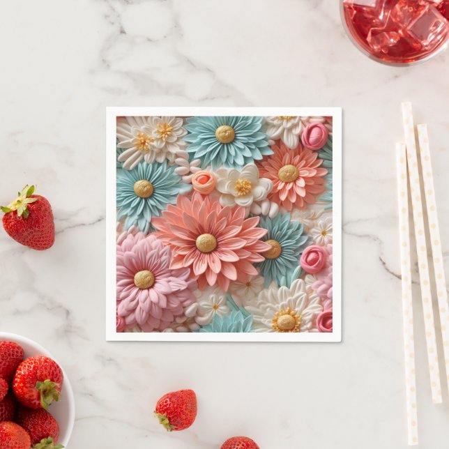 Serviette En Papier Design de fleurs Pastel (En situation)