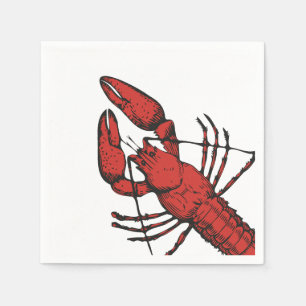 Serviette En Papier Design de homard rouge de style vintage