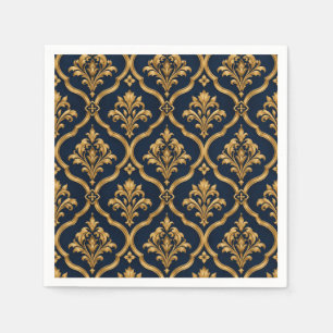 Serviette En Papier Design de motif vintage élégant en or et damas mar
