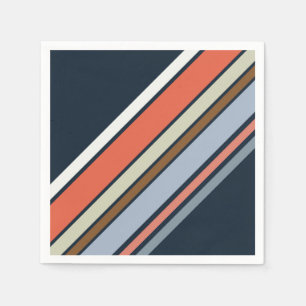 Serviette En Papier Design de rayures de style rétro diagonale
