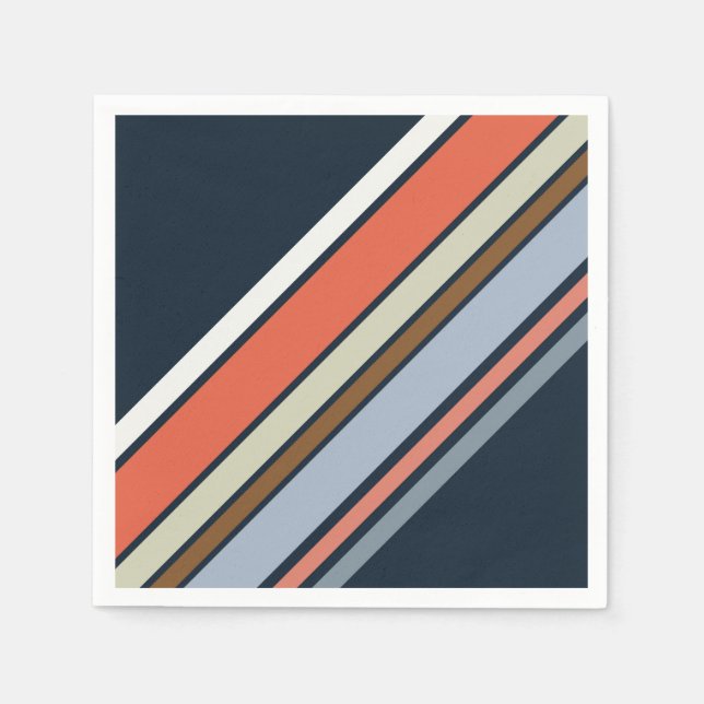 Serviette En Papier Design de rayures de style rétro diagonale (Devant)