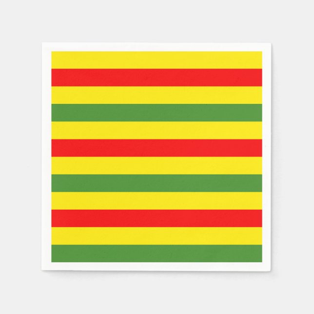 Serviette En Papier Design de rayures rouges jaunes vertes (Devant)