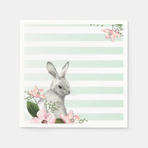 Serviette En Papier Design élégant à rayures Bunny