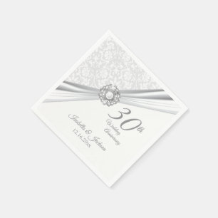 Serviette En Papier Design élégant du 30e anniversaire de Mariage