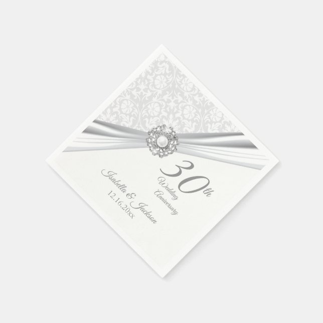 Serviette En Papier Design élégant du 30e anniversaire de Mariage (Coin)