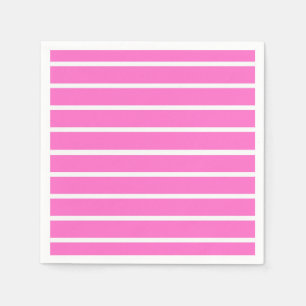 Serviette En Papier Design en bandes rose et blanche