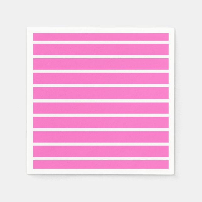 Serviette En Papier Design en bandes rose et blanche (Devant)