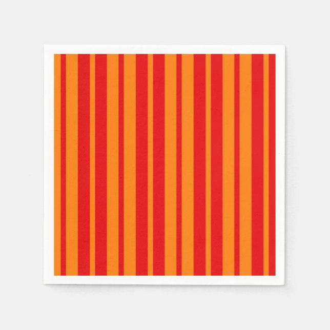 Serviette En Papier Design en bandes rouge et orange (Devant)