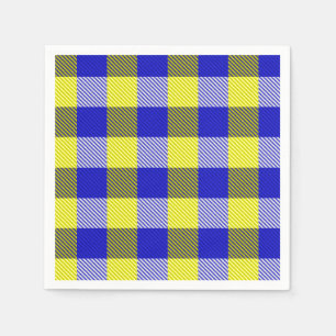 Serviette En Papier Design En vichy jaune bleu
