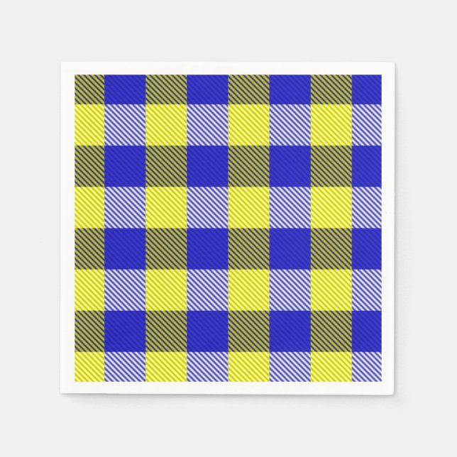 Serviette En Papier Design En vichy jaune bleu (Devant)