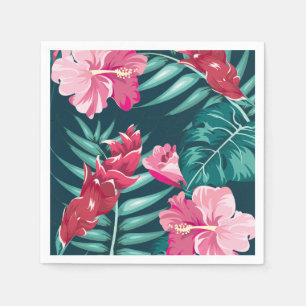 Serviette En Papier Design Fleurs exotiques estivales