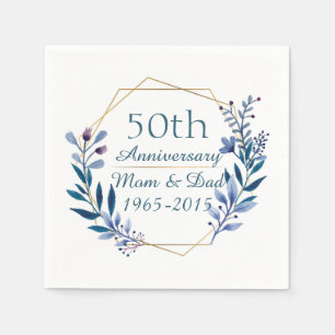 Serviette En Papier Design floral 50e anniversaire de Mariage