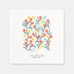 Serviette En Papier Design floral Motif de Tulipe en blanc
