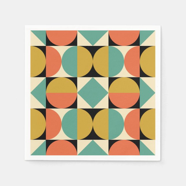 Serviette En Papier Design Géométrique Moderne du Milieu du Siècle (Devant)