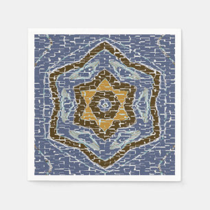 Serviette En Papier Design Géométrique Or Et Bleu Cracké