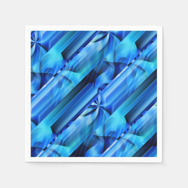 Serviette En Papier Design graphique transparent - bleu noir I (Devant)