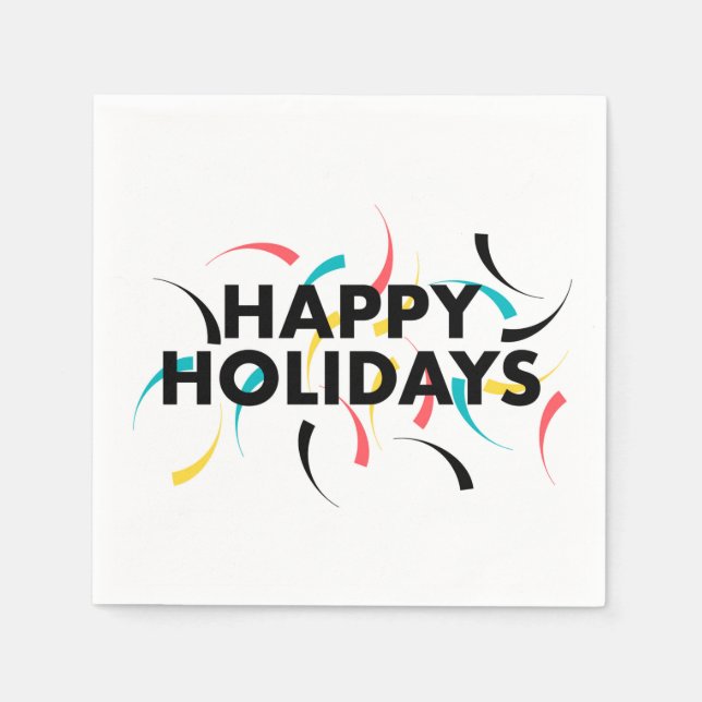 Serviette En Papier Design moderne et ludique de "Joyeux Vacances" (Devant)