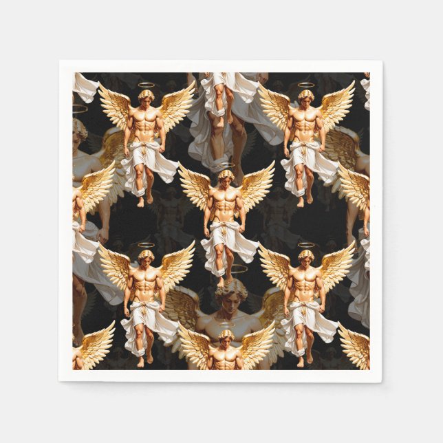 Serviette En Papier Design Motif des Anges d'or céleste (Devant)