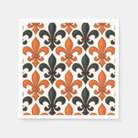 Design Motif Orange noir baroque Fleur-de-lis