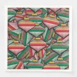 Serviette En Papier Design Motif rétro rouge vert rayé