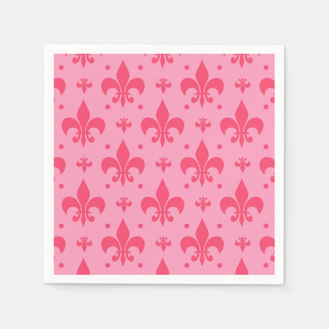 Serviette En Papier Design Motif rose Fleur de lis (Devant)