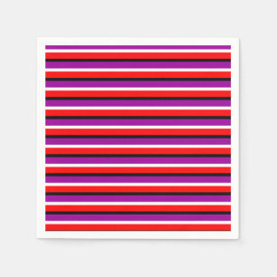 Serviette En Papier Design Motif rouge violet rayures