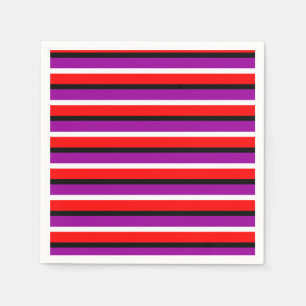 Serviette En Papier Design Motif rouge violet rayures