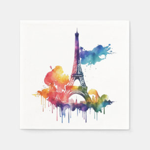 Serviette En Papier Design parisien avec plaques colorées