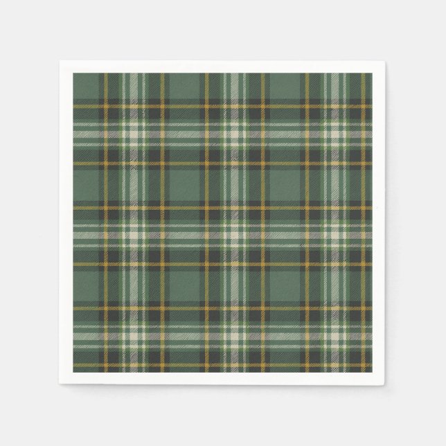 Serviette En Papier Design Plaid Jaune Plaid Joli Vert (Devant)