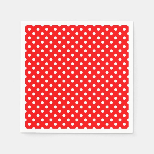 Serviette En Papier Design Pois blanc rouge (Devant)