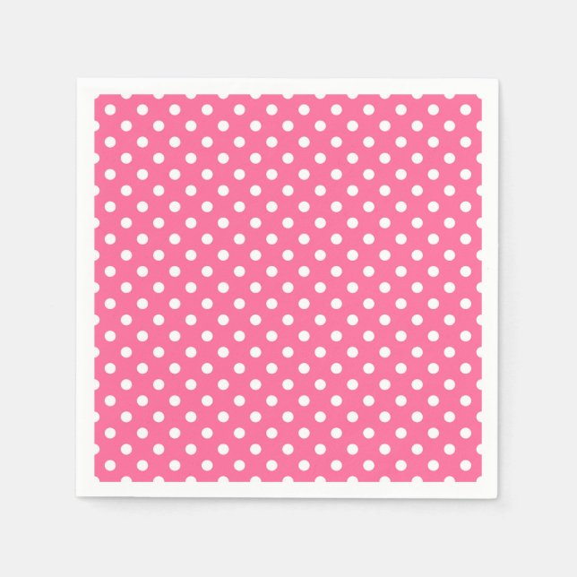 Serviette En Papier Design Pois rose blanc (Devant)
