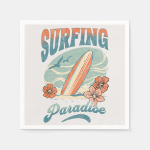 Serviette En Papier Design rétro du Surfing Paradise