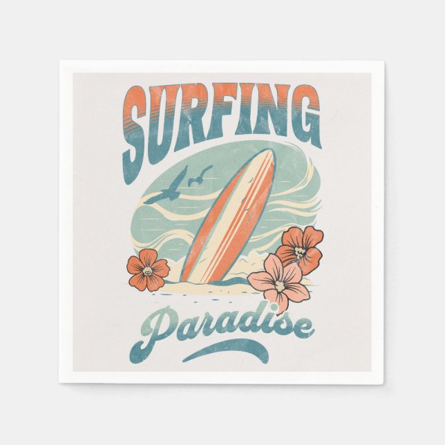 Serviette En Papier Design rétro du Surfing Paradise (Devant)