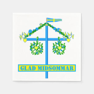 Serviette En Papier design scandinave, Personnalisé Glad midsommar