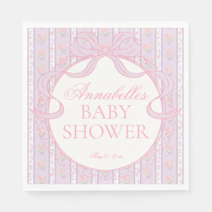 Serviette En Papier Dessert de Baby Shower Floral Fancy Vintage Violet