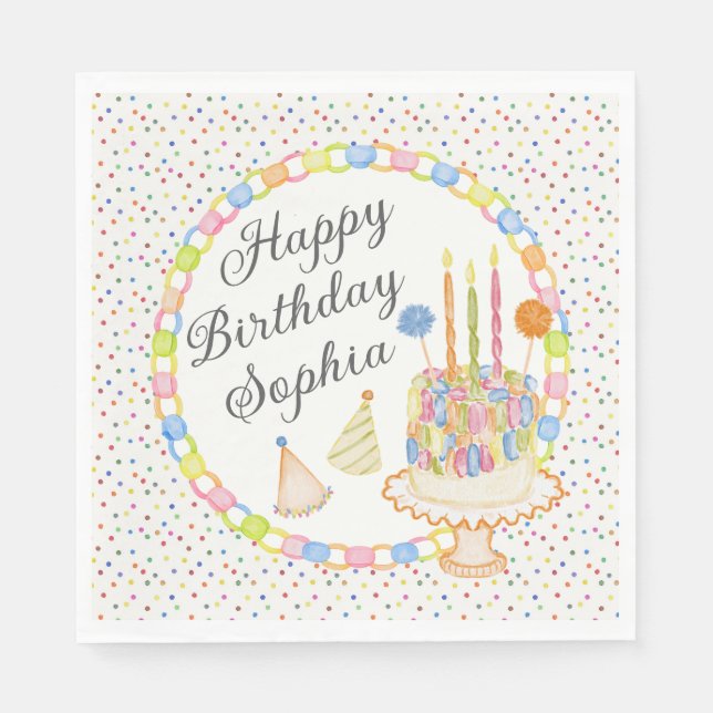 Serviette En Papier Dessert de fête d'anniversaire Confetti (Devant)