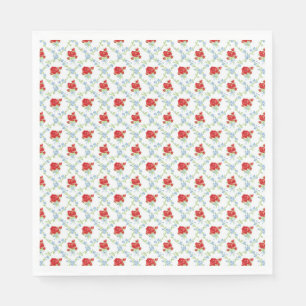 Serviette En Papier Dessert de fête floral fantaisiste vintage rouge e