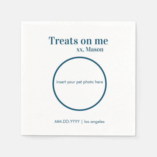 Serviette En Papier Dessert De Mariage Personnalisé Chien/Chat/Animal (Devant)