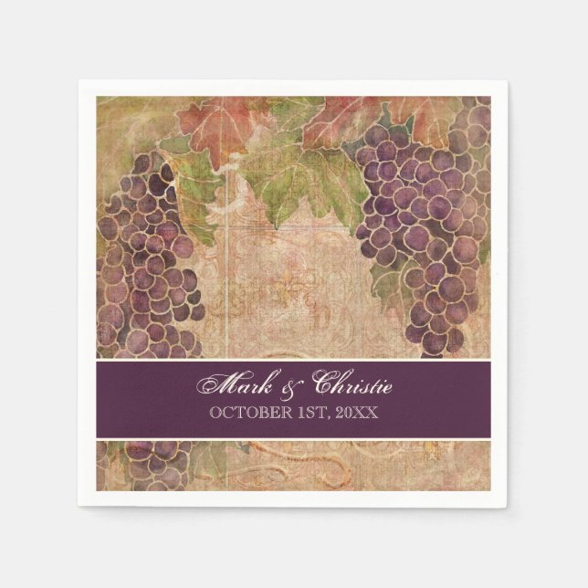 Serviette En Papier Dessert Réception Naples Vignoble Vignoble Mariage (Devant)