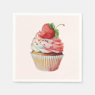 Serviette En Papier Dessert sucré à la fraise Cupcake