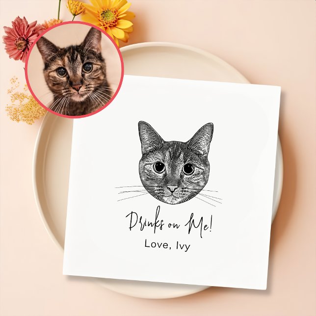 Serviette En Papier Dessin à main Tabby Cat Personnalisé (Créateur téléchargé)