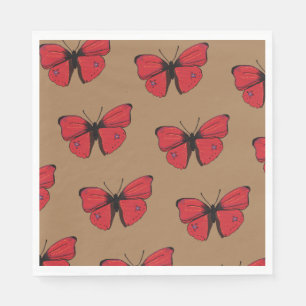 Serviette En Papier Dessin à papillon rouge