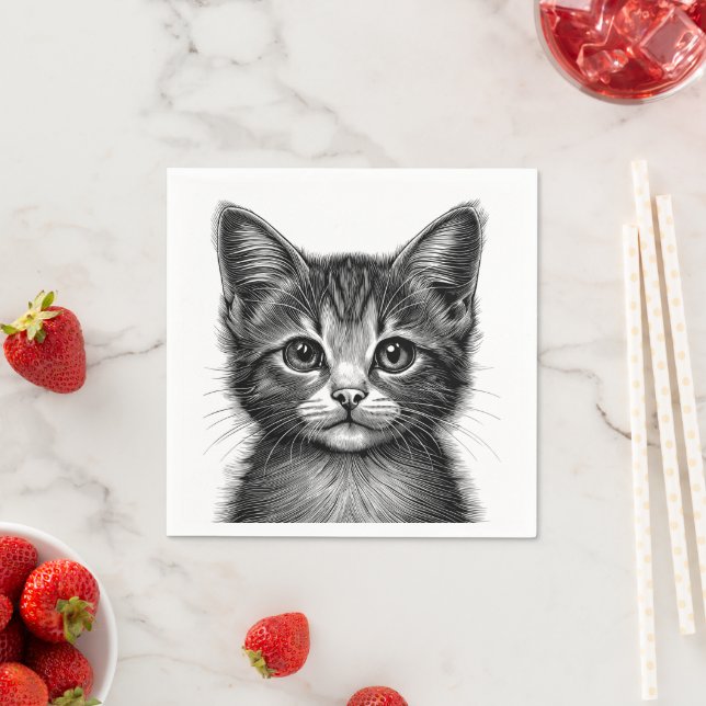 Serviette En Papier Dessin adorable de Young Cat (En situation)