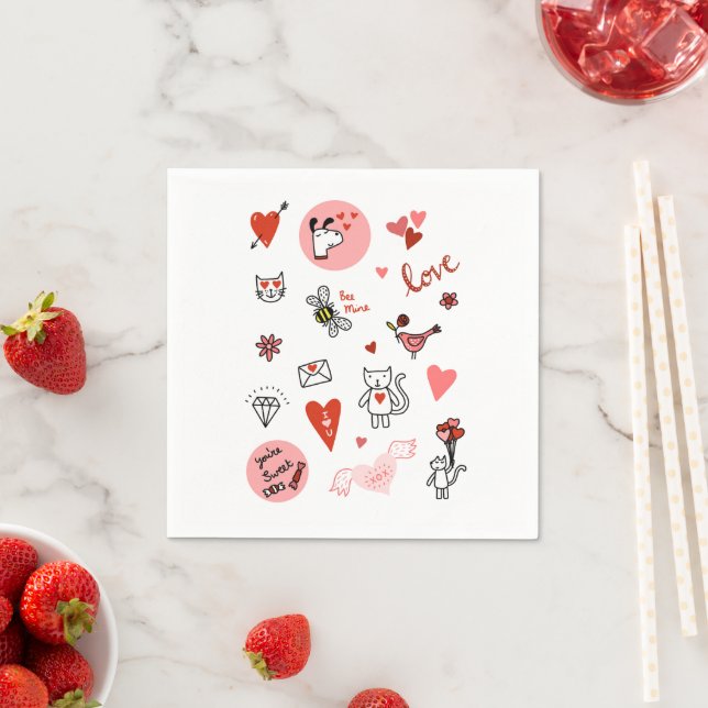 Serviette En Papier Dessin animé d'amour mignon (En situation)