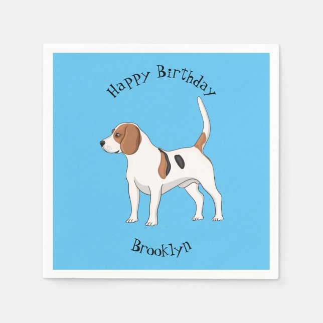 Serviette En Papier dessin animé de chien beagle (Devant)
