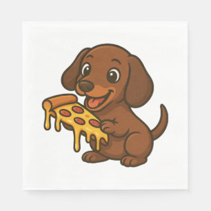 Serviette En Papier Dessin animé de Cute Dachshund pizza pizza chien a