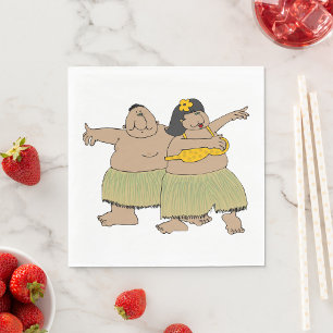 Serviette En Papier Dessin animé de danseuses hula hawaïennes drôles