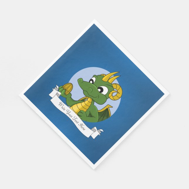 Serviette En Papier Dessin animé de dragon vert (Coin)