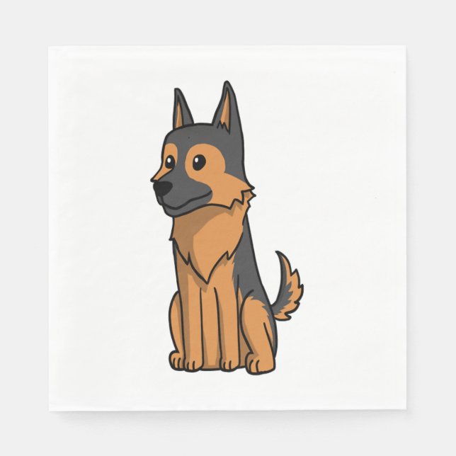 Serviette En Papier Dessin animé de German Shepherd (Devant)
